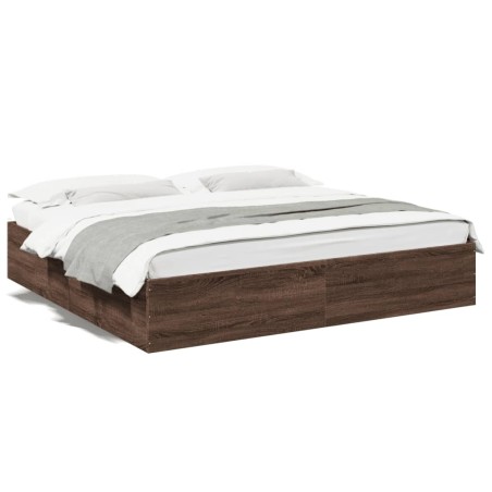 vidaXL Estructura de cama madera de ingeniería marrón roble 200x200 cm