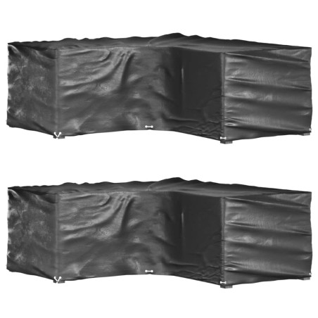 vidaXL Fundas muebles jardín forma de L 2 uds 16 ojales 215x215x70 cm