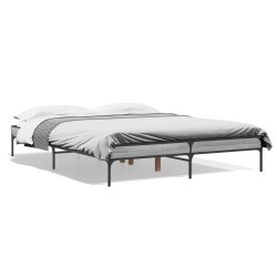 vidaXL Estructura cama madera ingeniería metal gris Sonoma 140x200 cm