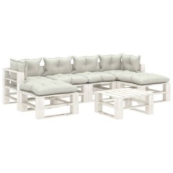 vidaXL Set muebles de palets para jardín 7 pzas madera cojines beige