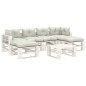 vidaXL Set muebles de palets para jardín 7 pzas madera cojines beige vidaXL Set muebles de palets para jardín 7 pzas madera cojines beige