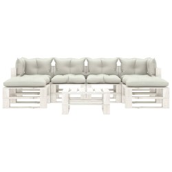 vidaXL Set muebles de palets para jardín 7 pzas madera cojines beige