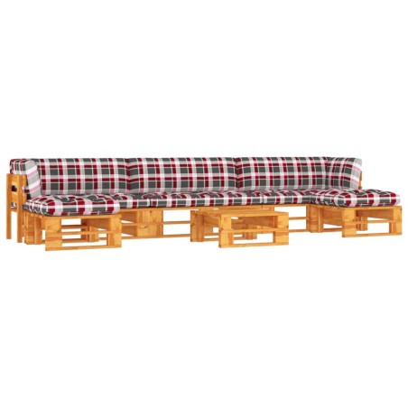vidaXL Muebles de palets 6 pzas y cojines madera pino impregnada miel