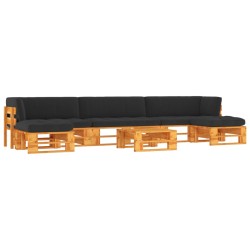 vidaXL Muebles de palets 6 pzas y cojines madera pino impregnada miel