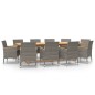 vidaXL Juego de comedor de jardín 11 piezas con cojines gris vidaXL Juego de comedor de jardín 11 piezas con cojines gris