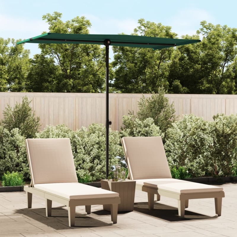 vidaXL Sombrilla de jardín con palo de aluminio verde 180x110 cm 