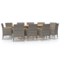 vidaXL Juego de comedor de jardín 11 piezas con cojines gris