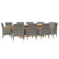 vidaXL Juego de comedor de jardín 11 piezas con cojines gris