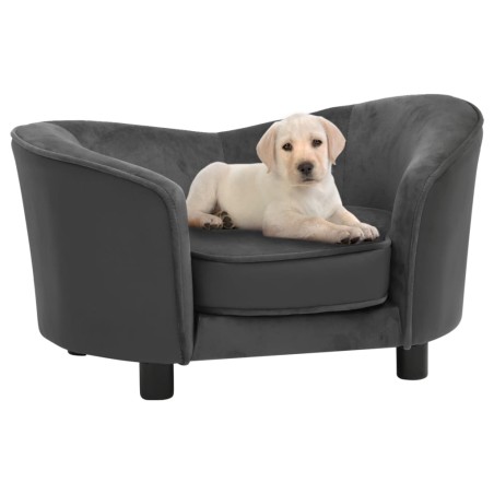 vidaXL Sofá para perros felpa y cuero sintético gris oscuro 69x49x40 cm