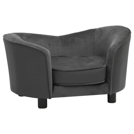 vidaXL Sofá para perros felpa y cuero sintético gris oscuro 69x49x40 cm