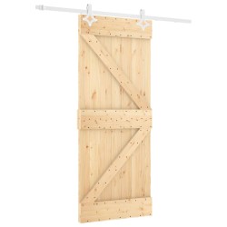 vidaXL Puerta corredera con herrajes madera maciza de pino 80x210 cm
