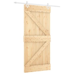 vidaXL Puerta corredera con herrajes madera maciza de pino 100x210 cm