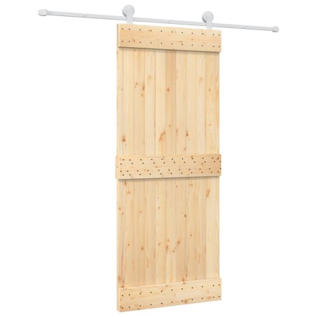 vidaXL Puerta corredera con herrajes madera maciza de pino 85x210 cm