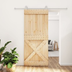 vidaXL Puerta corredera con herrajes madera maciza de pino 90x210 cm