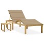 vidaXL Tumbona de jardín con mesa y cojín de madera de pino impregnada vidaXL Tumbona de jardín con mesa y cojín de madera de pino impregnada