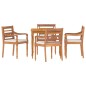 vidaXL Juego comedor de jardín 5 pzas y cojines blancos madera de teca vidaXL Juego comedor de jardín 5 pzas y cojines blancos madera de teca