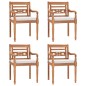 vidaXL Juego comedor de jardín 5 pzas y cojines blancos madera de teca vidaXL Juego comedor de jardín 5 pzas y cojines blancos madera de teca