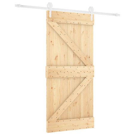 vidaXL Puerta corredera con herrajes madera maciza de pino 90x210 cm