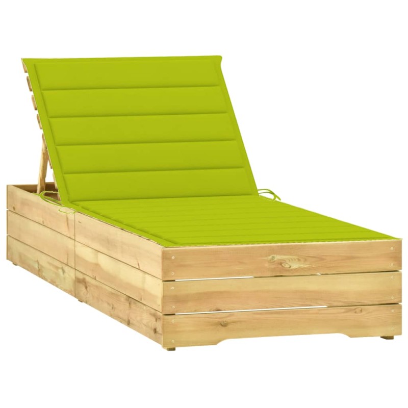 vidaXL Tumbona con cojín verde brillante madera de pino impregnada vidaXL Tumbona con cojín verde brillante madera de pino impregnada