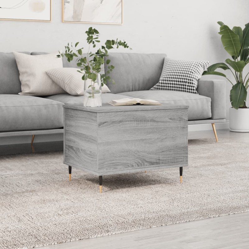 vidaXL Mesa de centro madera contrachapada gris Sonoma 60x44,5x45 cm