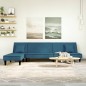 vidaXL Sofá cama en forma de L terciopelo azul 255x140x70 cm