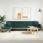 vidaXL Sofá cama en forma de L terciopelo verde oscuro 271x140x70 cm vidaXL Sofá cama en forma de L terciopelo verde oscuro 271x140x70 cm