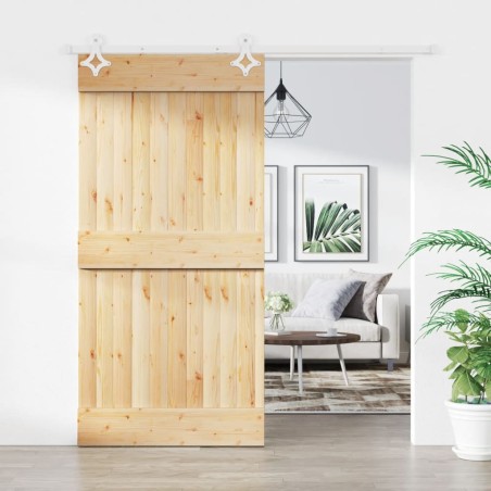 vidaXL Puerta corredera con herrajes madera maciza de pino 100x210 cm
