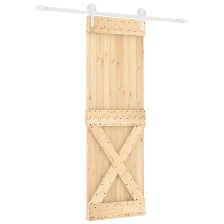 vidaXL Puerta corredera con herrajes madera maciza de pino 70x210 cm