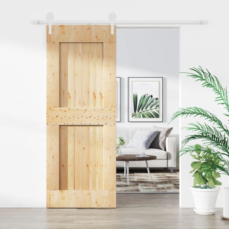 vidaXL Puerta corredera con herrajes madera maciza de pino 80x210 cm vidaXL Puerta corredera con herrajes madera maciza de pino 80x210 cm
