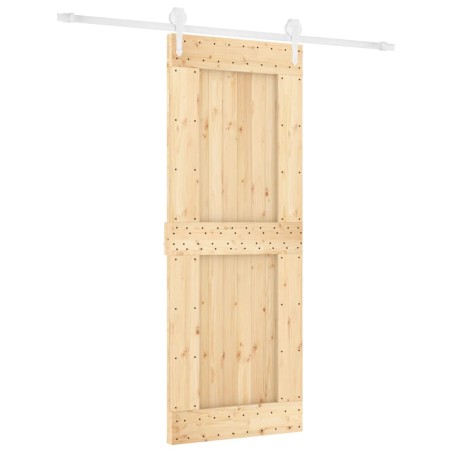 vidaXL Puerta corredera con herrajes madera maciza de pino 80x210 cm