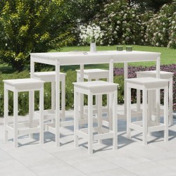 vidaXL Set de mesa y taburetes altos jardín 7 pzas madera pino blanco 
