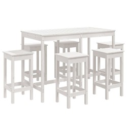 vidaXL Set de mesa y taburetes altos jardín 7 pzas madera pino blanco 