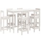 vidaXL Set de mesa y taburetes altos jardín 7 pzas madera pino blanco vidaXL Set de mesa y taburetes altos jardín 7 pzas madera pino blanco