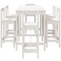 vidaXL Set de mesa y taburetes altos jardín 7 pzas madera pino blanco vidaXL Set de mesa y taburetes altos jardín 7 pzas madera pino blanco