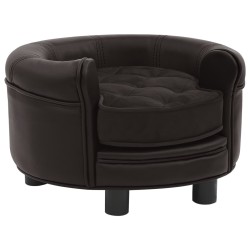 vidaXL Sofá para perros felpa y cuero sintético marrón 48x48x32 cm