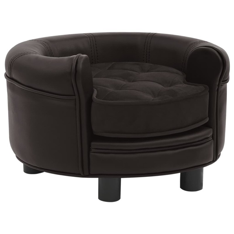 vidaXL Sofá para perros felpa y cuero sintético marrón 48x48x32 cm vidaXL Sofá para perros felpa y cuero sintético marrón 48x48x32 cm