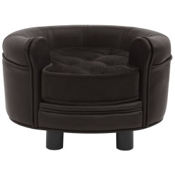 vidaXL Sofá para perros felpa y cuero sintético marrón 48x48x32 cm