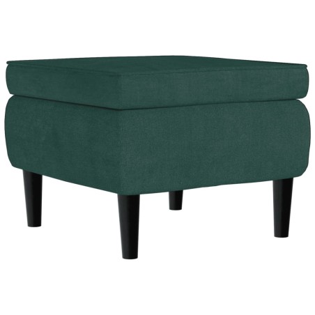 vidaXL Taburete con patas de madera terciopelo verde oscuro