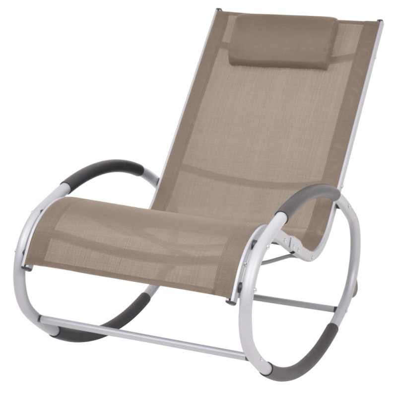 vidaXL Silla mecedora de jardín de textilene gris topo vidaXL Silla mecedora de jardín de textilene gris topo
