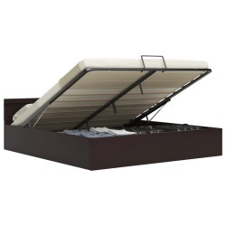 vidaXL Cama canapé hidráulica con LED cuero sintético gris 180x200 cm 
