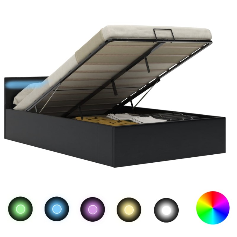 vidaXL Cama canapé hidráulica con LED cuero sintético negra 140x200 cm vidaXL Cama canapé hidráulica con LED cuero sintético negra 140x200 cm