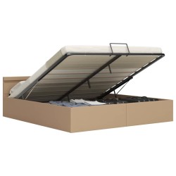 vidaXL Cama canapé hidráulica LED cuero sintético capuchino 160x200 cm 