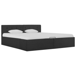 vidaXL Cama canapé hidráulica LED tela gris oscuro 160x200 cm 