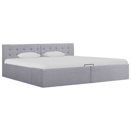 vidaXL Cama hidráulica con almacenaje y LED tela gris claro 180x200 cm 