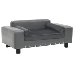 vidaXL Sofá para perros felpa y cuero sintético gris 81x43x31 cm