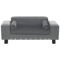 vidaXL Sofá para perros felpa y cuero sintético gris 81x43x31 cm