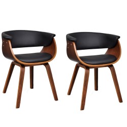 vidaXL Sillas de comedor 2 unidades madera curvada y cuero artificial  