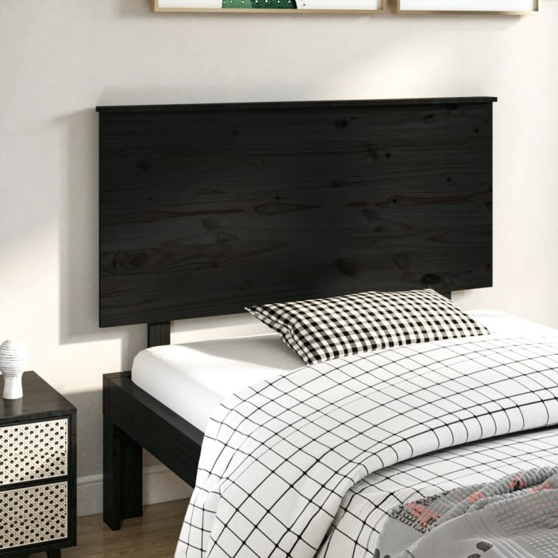 vidaXL Cabecero de cama madera maciza de pino negro 124x6x82,5 cm