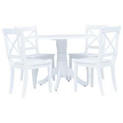 vidaXL Conjunto de comedor 5 piezas madera maciza de caucho blanco
