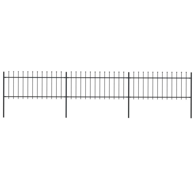 vidaXL Valla de jardín con puntas de lanza acero negro 5,1x0,8 m vidaXL Valla de jardín con puntas de lanza acero negro 5,1x0,8 m